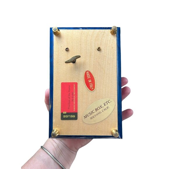 The San Francisco Music Box Company Made Italy Jewelry Box Cobalt Blue Floral - Picture 7 of 11